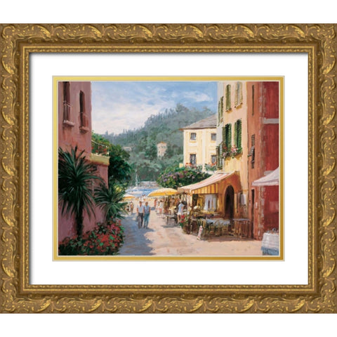 Al Fresco - Portofino Gold Ornate Wood Framed Art Print with Double Matting by Bates, George
