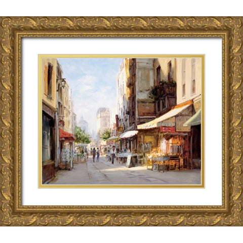 Marche Parisien Gold Ornate Wood Framed Art Print with Double Matting by Bates, George