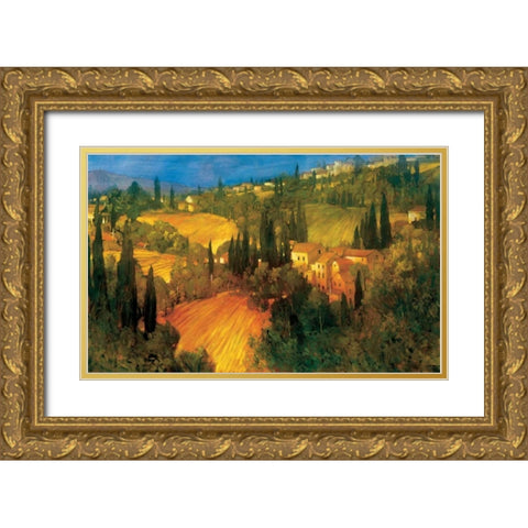 Hillsideide - Tuscany Gold Ornate Wood Framed Art Print with Double Matting by Craig, Philip