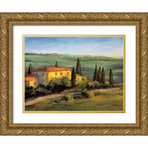 A Tuscan Morning Gold Ornate Wood Framed Art Print with Double Matting by Downs, Michael
