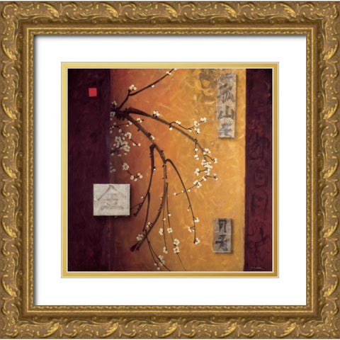 Oriental Blossoms II Gold Ornate Wood Framed Art Print with Double Matting by Li-Leger, Don