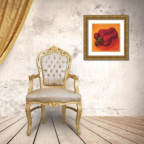 Red Pepper Gold Ornate Wood Framed Art Print with Double Matting by Rafuse, Will