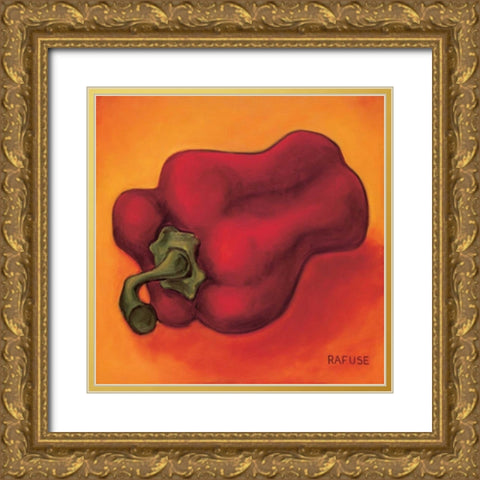 Red Pepper Gold Ornate Wood Framed Art Print with Double Matting by Rafuse, Will