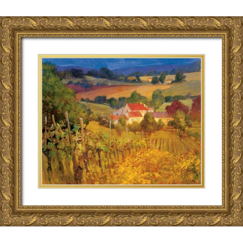 Vineyard Hill Gold Ornate Wood Framed Art Print with Double Matting by Craig, Philip