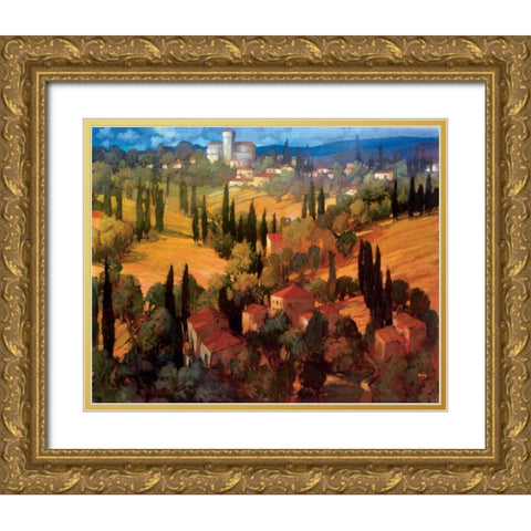 Tuscan Castle Gold Ornate Wood Framed Art Print with Double Matting by Craig, Philip