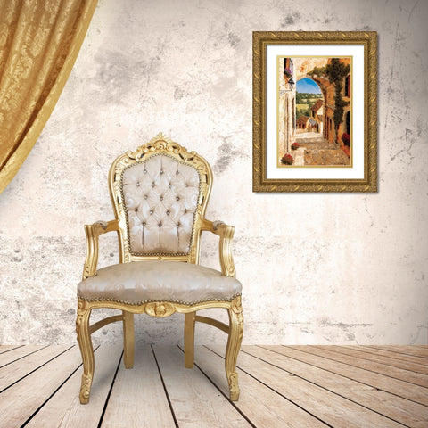 Going Down to the Village Gold Ornate Wood Framed Art Print with Double Matting by Archambault, Gilles