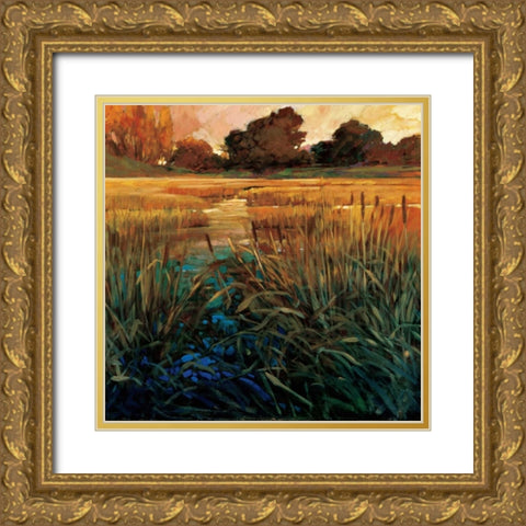 Golden Creek Gold Ornate Wood Framed Art Print with Double Matting by Craig, Philip