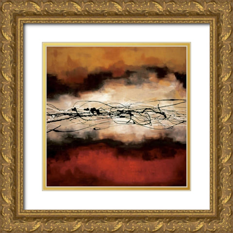 Harmony in Red and Ochre Gold Ornate Wood Framed Art Print with Double Matting by Maitland, Laurie