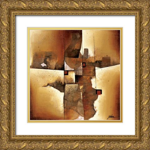 Melted Patterns Gold Ornate Wood Framed Art Print with Double Matting by Wang, Yehan