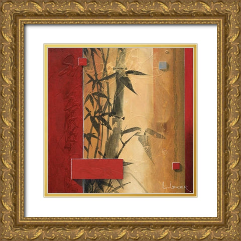 Bamboo Garden Gold Ornate Wood Framed Art Print with Double Matting by Li-Leger, Don