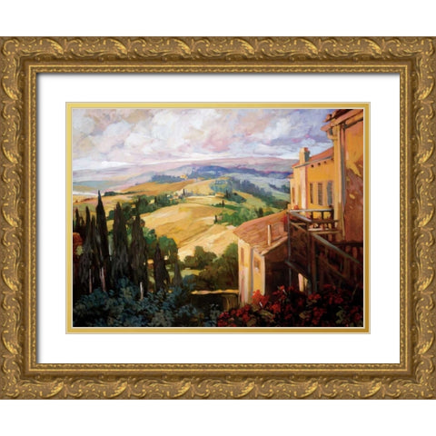 View to the Valley Gold Ornate Wood Framed Art Print with Double Matting by Craig, Philip