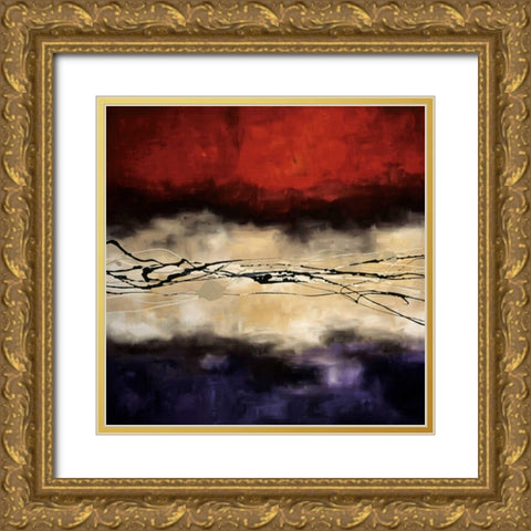 Harmony in Red and Violet Gold Ornate Wood Framed Art Print with Double Matting by Maitland, Laurie