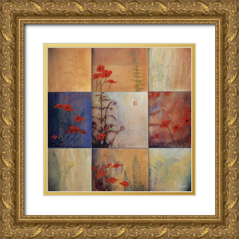 Fern Nine Patch Gold Ornate Wood Framed Art Print with Double Matting by Li-Leger, Don