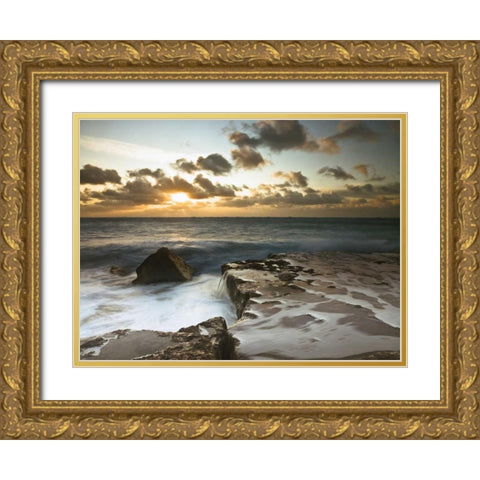 Splendid Sunrise Gold Ornate Wood Framed Art Print with Double Matting by Frank, Assaf