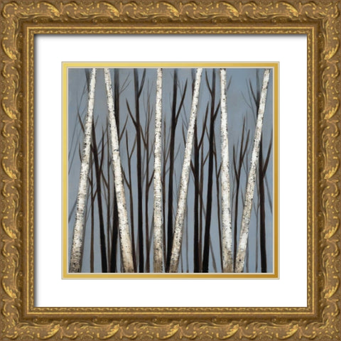 Birch Shadows Gold Ornate Wood Framed Art Print with Double Matting by EVE