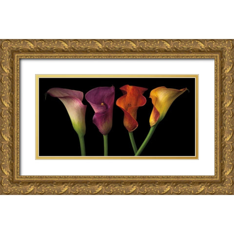 Jewel Calla Lilies Gold Ornate Wood Framed Art Print with Double Matting by Frank, Assaf