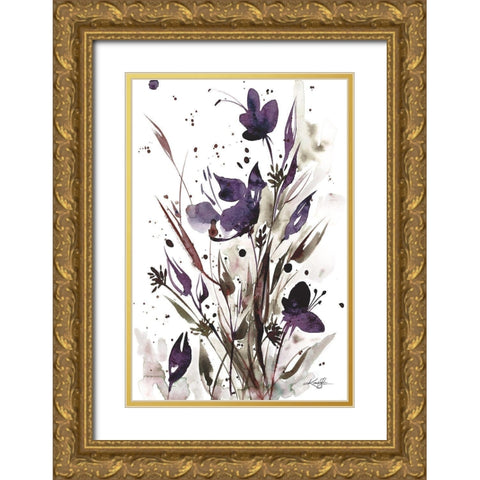 Floral Music I Gold Ornate Wood Framed Art Print with Double Matting by Stanion, Kathy Morton