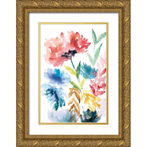 Lush Floral I Gold Ornate Wood Framed Art Print with Double Matting by Meyers, Rebecca