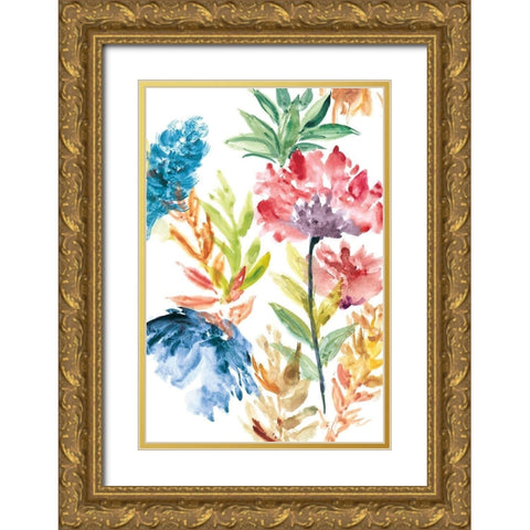 Lush Floral II Gold Ornate Wood Framed Art Print with Double Matting by Meyers, Rebecca