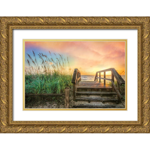 Walk Into Sunrise Gold Ornate Wood Framed Art Print with Double Matting by Celebrate Life Gallery