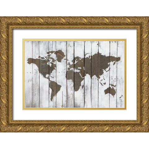 Weathered World Gold Ornate Wood Framed Art Print with Double Matting by Bassin, Charlotte