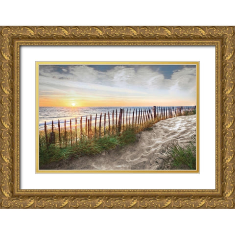 White Sands At Sunset Gold Ornate Wood Framed Art Print with Double Matting by Celebrate Life Gallery