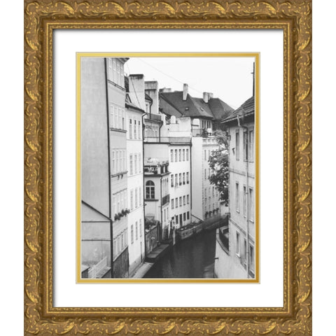 Little Canal Prague Czech Republic Gold Ornate Wood Framed Art Print with Double Matting by Schick, Cyndi