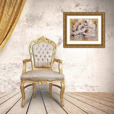 Swan Lake Gold Ornate Wood Framed Art Print with Double Matting by Gottfried, Marta