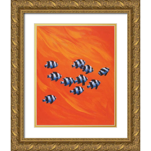 10 Black-Tailed Humbugs Gold Ornate Wood Framed Art Print with Double Matting by Siddle, Keith