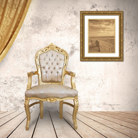 Sand Escape Gold Ornate Wood Framed Art Print with Double Matting by Recent Developments, LLC