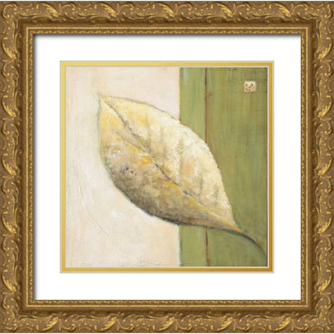 Leaf Impression - Olive Gold Ornate Wood Framed Art Print with Double Matting by Salemink-Roos, Ursula