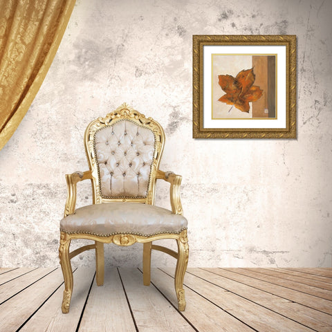 Leaf Impression - Rust Gold Ornate Wood Framed Art Print with Double Matting by Salemink-Roos, Ursula