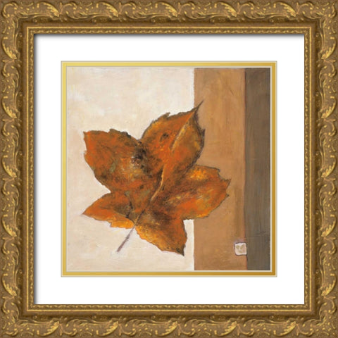 Leaf Impression - Rust Gold Ornate Wood Framed Art Print with Double Matting by Salemink-Roos, Ursula