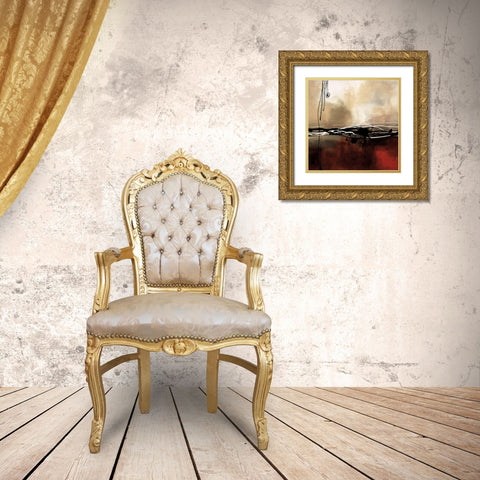 Symphony in Red and Khaki I Gold Ornate Wood Framed Art Print with Double Matting by Maitland, Lauie