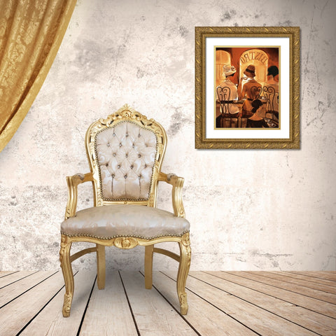 Rendez-vous au Bistro Gold Ornate Wood Framed Art Print with Double Matting by Biddle, Trish