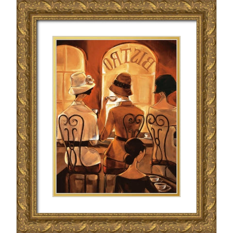 Rendez-vous au Bistro Gold Ornate Wood Framed Art Print with Double Matting by Biddle, Trish
