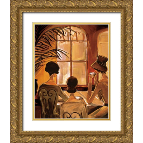 Cafe du Coin Gold Ornate Wood Framed Art Print with Double Matting by Biddle, Trish