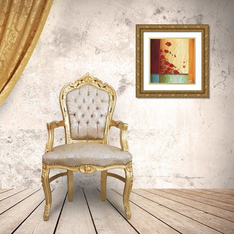 Along the Garden Wall Gold Ornate Wood Framed Art Print with Double Matting by Li-Leger, Don