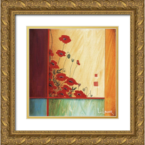 Along the Garden Wall Gold Ornate Wood Framed Art Print with Double Matting by Li-Leger, Don