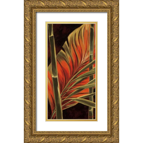 Makatea Leaves II Gold Ornate Wood Framed Art Print with Double Matting by St. Amant, Yvette