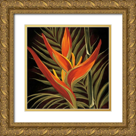 Birds of Paradise I Gold Ornate Wood Framed Art Print with Double Matting by St. Amant, Yvette