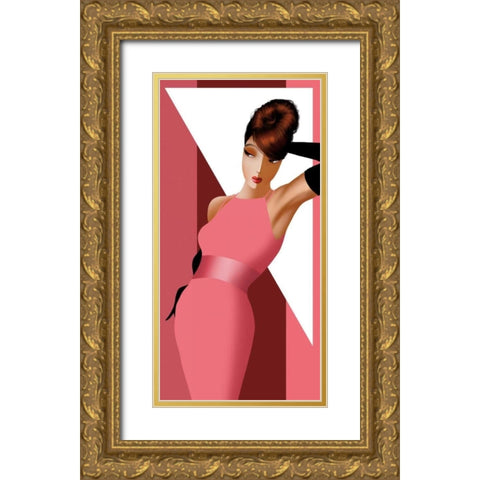 Alexandra Posing Gold Ornate Wood Framed Art Print with Double Matting by Bravo, Jordan