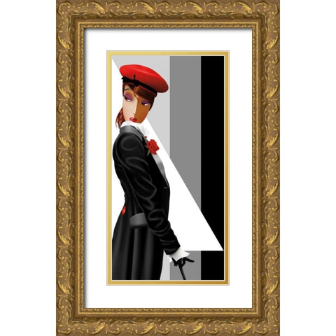 Lauren in Uniform Gold Ornate Wood Framed Art Print with Double Matting by Bravo, Jordan