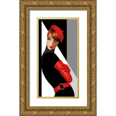 Natasha in Shadows Gold Ornate Wood Framed Art Print with Double Matting by Bravo, Jordan