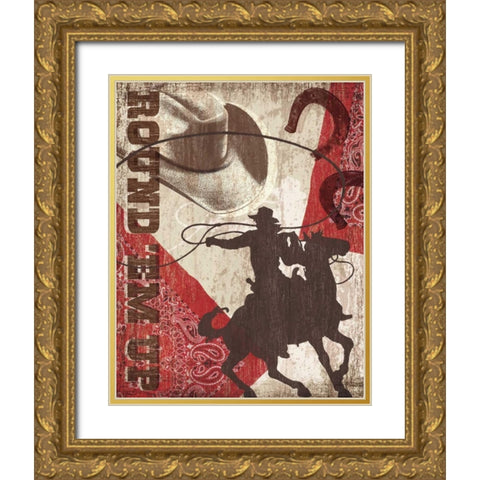 Round Em Up Gold Ornate Wood Framed Art Print with Double Matting by Venter, Tandi
