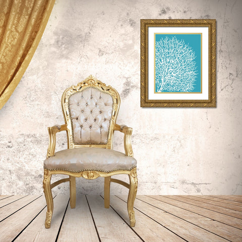 Aqua Coral II Gold Ornate Wood Framed Art Print with Double Matting by Berg, Sabine