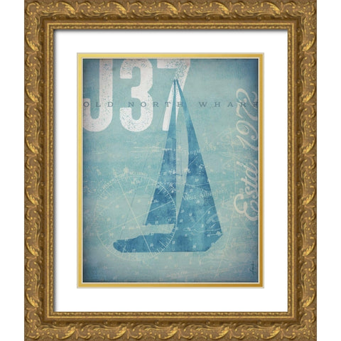 Nautical III: Sailboat Gold Ornate Wood Framed Art Print with Double Matting by Fowler, Stephen