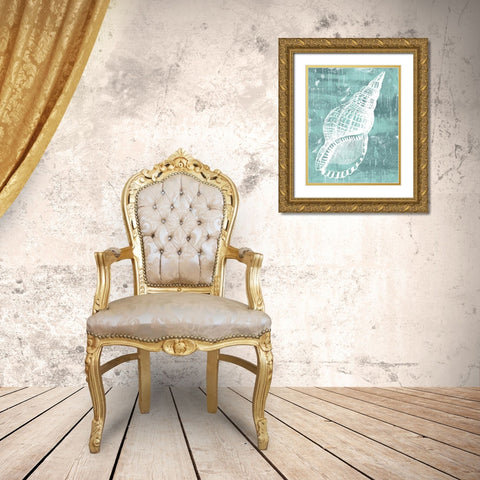Ocean Tokens II Gold Ornate Wood Framed Art Print with Double Matting by Sabine Berg