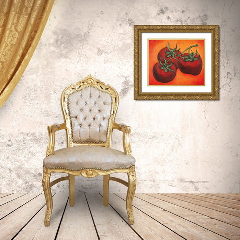 Three Tomatoes Gold Ornate Wood Framed Art Print with Double Matting by Rafuse, Will