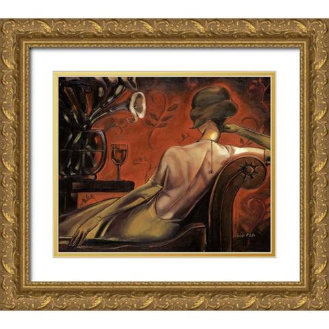 Bordeaux Lounge Gold Ornate Wood Framed Art Print with Double Matting by Biddle, Trish